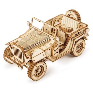 ROBOTIME 3D Wooden Puzzle Army Field Car for Adults- Car Model Kits,Vehicle Building Kits, 7.44"*3.9"*3.5" - 1 of 4