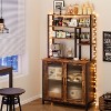 Nasitip Brown 64.5" Baker's Rack with Cabinet, Freestanding Microwave Stand with Shelves, Tall Kitchen juice Bar Storage with Adjustable Feet - 3 of 4