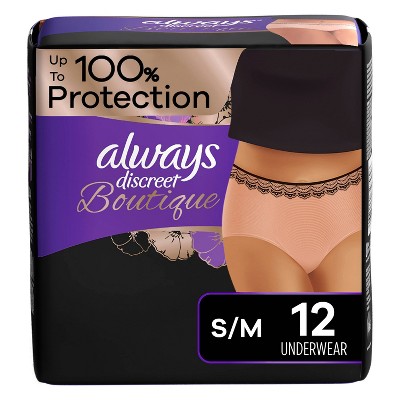 Always Discreet Boutique Maximum Protection Incontinence Underwear for Women - Peach - S/M