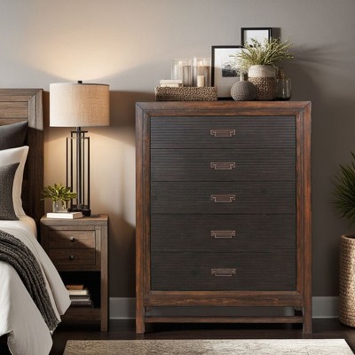 Five-Drawer Chest, No Assembly Required, Two-Tone Finish