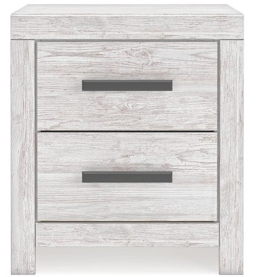 Whitewash Transitional 2-Drawer Nightstand