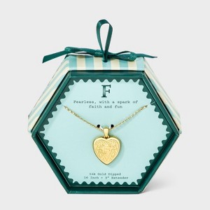 14K Gold Dipped Heart Charm Initial Necklace - A New Day™ Gold - 1 of 4