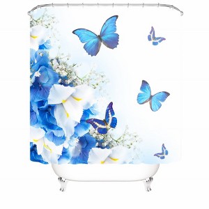 Blue Butterfly Shower Curtains for Bathroom Waterproof Fabric Bath Curtain Durable Soft Stylish Bathroom Decor 72x72 Inch - 1 of 1