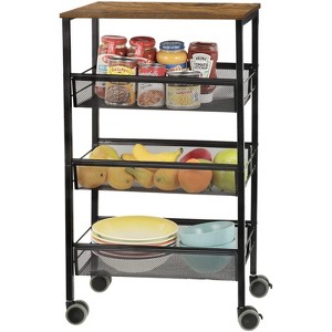 Oumilen 4 Tier Rolling Utility Storage Cart, Black - 1 of 1