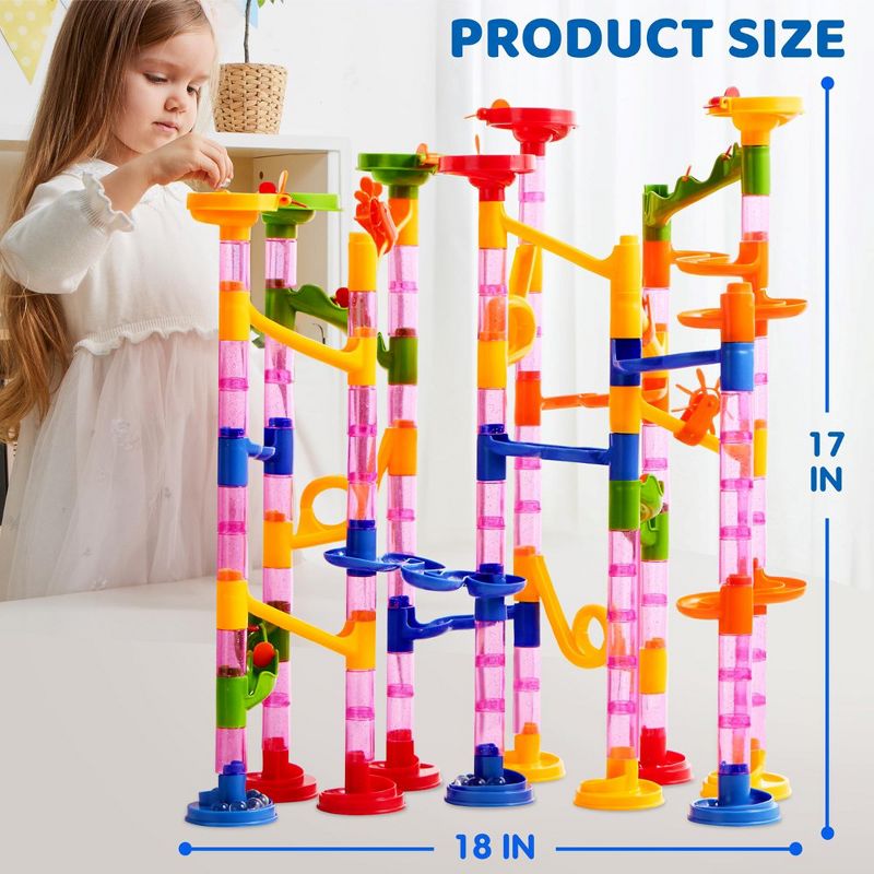 Syncfun 196 Pcs Marble Run, Construction Marble Maze Game, STEM Educational Toy, Building Block Toy, Christmas Gift for Kids Toddler Aged 3 4 5 6 7 8, 3 of 7