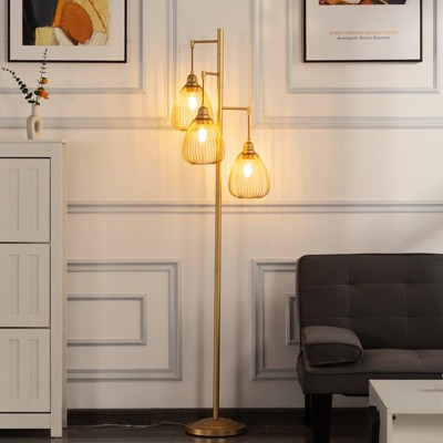 Aukfa 66.1" Modern Tree Floor Lamp with 3 Adjustable Cage Lampshades – Elegant Lighting for Bedroom, Living Room & Office