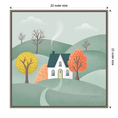 Autumn Countryside Landscape Framed Canvas Wall Art, 22 x 22