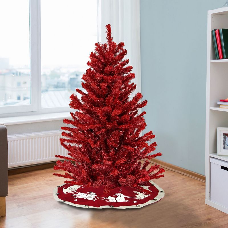 National Tree Company 4 Foot Full Bodied Unlit Colorful Celebration Artificial Christmas Holiday Tree with 311 Branch Tips, & Metal Stand, Red, 2 of 6