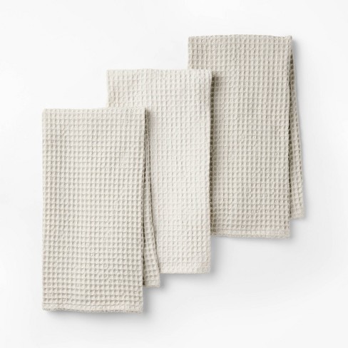 3pc Waffle Kitchen Towels Light Gray Figmint Target