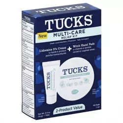 Tucks Multi-Care Relief Kit Witch Hazel Pads - 40ct & Lidocaine Cream - 0.5oz