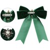 INSPIRE CHIC Women's Imitation Pearl Rhinestone Elegant Velvet Pre-Tied Bow Tie Brooch for Wedding Party - 3 of 4