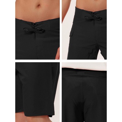 INSPIRE CHIC Men's Solid Color Drawstring Beach Swim Board Shorts Black 36 — фото 5