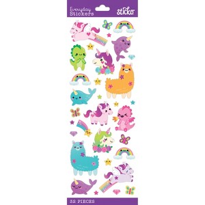 Sticko Themed Stickers - Kawaii Fantasy Animals, 32pcs - 1 of 1