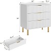 Modern 3 Drawer Dresser for Bedroom with Gold Handle and Large Drawer, Wood Double Chest of Drawers and Storage Organizer for Home - 2 of 4