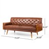 Adelaide Mid-Century Modern Tufted Sofa with Rolled Accent Pillows, Gold-Tipped Rubberwood Legs & Diamond Stitching - 4 of 4