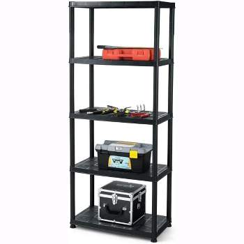 Tangkula Heavy Duty 5 Tier Standing Shelf Unit Multi-Use Free Plastic Storage Rack 33.5"L X 16"W X 73"H Black