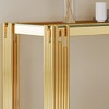 Double-Layer Tempered Glass Console Table with Mirror-Finished Stainless Steel Frame, Modern Entryway & Sofa Table - 4 of 4