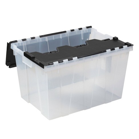Greenmade 675374 Flip Top Large Capacity Clear Plastic Storage Container w/ Attached Interlocking Lid for Household Organization & Management, 2 Pack