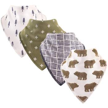 Hudson Baby Infant Boy Cotton Fleece Bandana Bibs 4pk, Bear, One Size