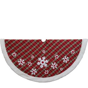Kurt Adler Kurt Adler 48-Inch Red, Green and White Plaid Tree Skirt with Fleece Border - 1 of 4