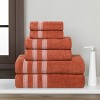 Zero Twist Cotton Ribbed Modern Geometric Border Assorted 6 Piece Bathroom Towel Set by Blue Nile Mills - 2 of 4