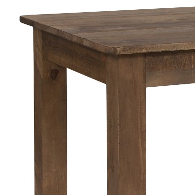 Rustic Brown Solid Pine Rectangular Dining Table for Four