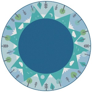 Carpets for Kids KIDSoft Tranquil Mountains Classroom Rug 6' Round, Blue - 1 of 4