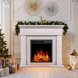 ZAFRO 43 Inch Electric Fireplace with Mantel Wooden Surround Firebox TV Stand,FreeStanding Electric Fireplace Heater Entertainment Center - 1 of 4
