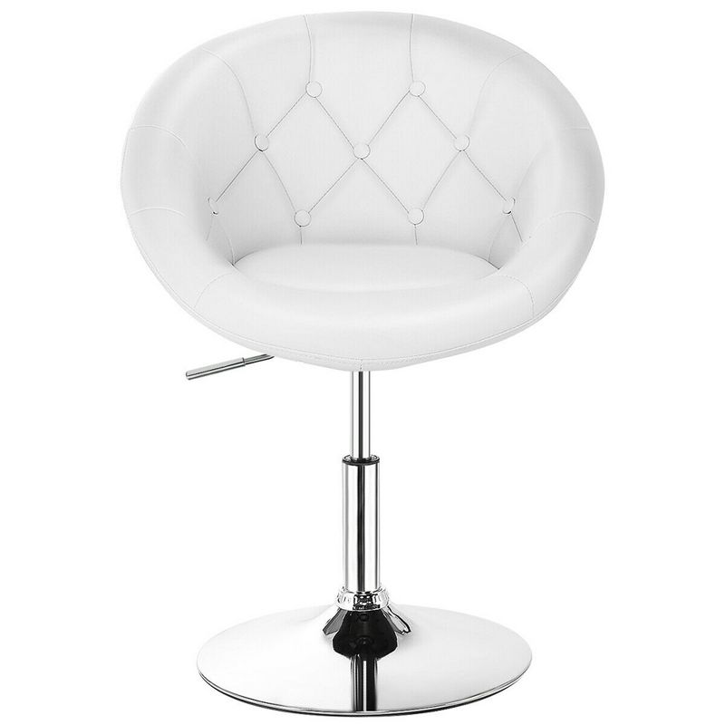 Costway Set of 2 Swivel Bar Stools Height Adjustable Round Tufted Back Bar Chairs White, 5 of 7