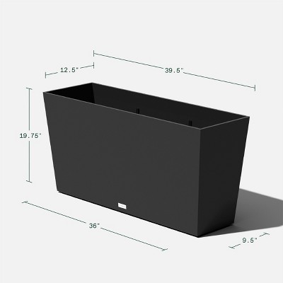 Midori Black 39" Recycled Plastic Modern Trough Planter