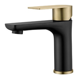 Sumerain Bathroom Sink Faucet Black and Gold Lavatory Faucet 304 Stainless Steel Single Hole - 1 of 4