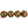 Northlight Glitter Lattice Striped Christmas Glass Ball Ornaments - 3" (80mm) - Red and Green - 4ct - 3 of 4