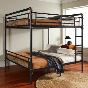 Industrial Metal Bunk Bed with Ladder and Safety Guardrails,Detachable Heavy Duty Bunkbeds for Teens Adults,Space Saving Design,No Box Spring Needed - 1 of 4