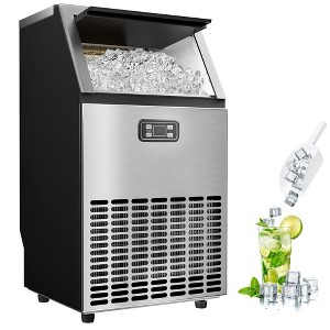 Simzlife Commercial Ice Maker, Stainless Steel, 150Lbs/Day, Ice Machine with 33Lbs Storage, Smart Control, for Party/Businesses, self-cleaning, Silver - 1 of 4