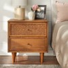 Lifestorey Maxwell 2 Drawer Mid-Century Modern Nightstand Natural Cane/Blonde Oak - 2 of 4