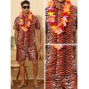 INSPIRE CHIC Men's Short Sleeves Hawaiian Animal Printed Outfit Set 2 Pieces - 4 of 4