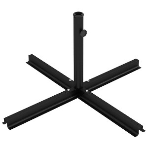 Okak Cross Brace Umbrella Stand with Stable Legs, Patio Umbrella Base with Adjustable Knob, Cantilever Umbrella Base for Garden, Backyard, Black - 1 of 4