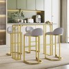 LOVMOR 5 Pcs Bar Table and Chairs Set, Modern Gold White Table with 4 Velvet Cushion Bar Stools - 3 of 4