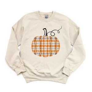 Simply Sage Market Women's Graphic Sweatshirt Orange Plaid Pumpkin - 1 of 4