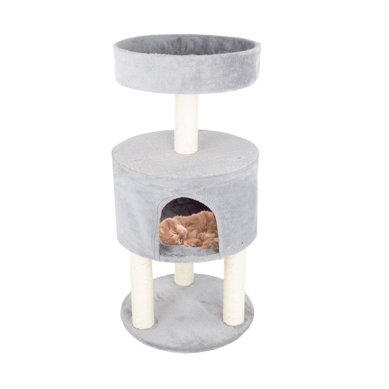 Pet Adobe 4-Tier Kitty Condo and Scratching Post – Gray, 1 of 8