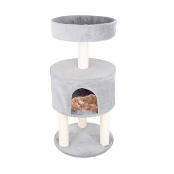 Pet Adobe 4-Tier Kitty Condo and Scratching Post – Gray