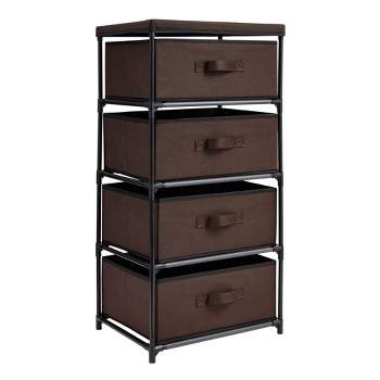 Juvale 4-Tier Tall Closet Dresser with Drawers - Clothes Organizer and Small Fabric Storage for Bedroom (Dark Brown)