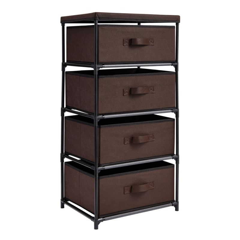 Juvale 4-Tier Tall Closet Dresser with Drawers - Clothes Organizer and Small Fabric Storage for Bedroom (Dark Brown), 1 of 10
