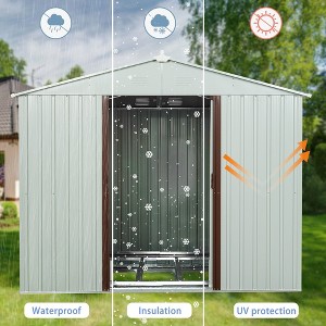 Outdoor Metal Storage Shed With Window (8ft x 4ft) Aluminum Frames Outdoor Storing Tools - 1 of 4
