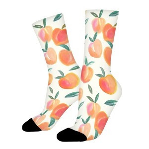 Peach Pattern Women Printed Crew Socks Funny Funky Socks Soft Polyester Novelty Gifts for Artists Men - 1 of 1