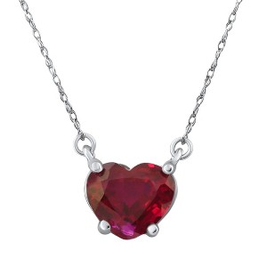 Pompeii3 3Ct Heart Solitaire Ruby Pendant Necklace 14k Gold Lab Created 18" - 1 of 4