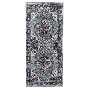 Modern Floral Medallion Border Washable Indoor Area Rug by Blue Nile Mills - 1 of 4
