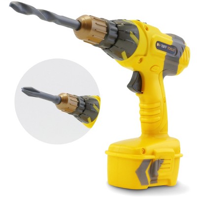 Tuff Tools Yellow Plastic Power Drill Toy Set with Realistic Functions