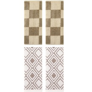 REGALWOVEN 4 Pcs Bathroom Checkered Cotton Face Decorative Hand Towel Set - 1 of 4
