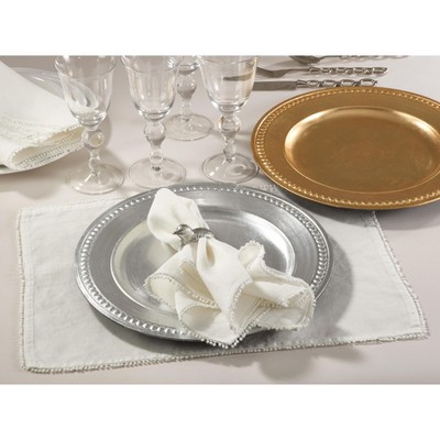 Gold Bead Dot Design 14" Decorative Charger Plates, Set of 4